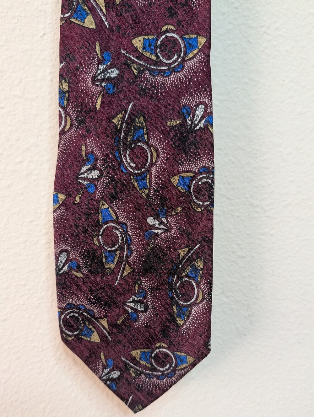 Vito Rufolo Silk Tie Burgundy Abstract Paisley Made in Italy